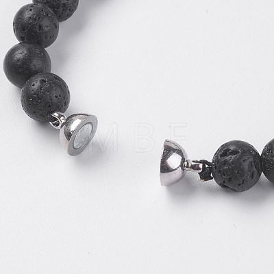 Natural Lava Rock Beads Stretch Bracelets BJEW-E326-12D-1