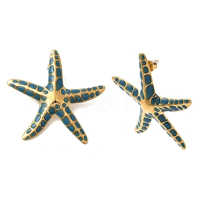 Starfish 304 Stainless Steel Enamel Stud Earrings EJEW-C169-04G-1