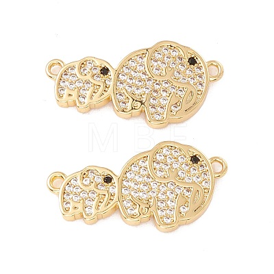 Brass Micro Pave Clear & Black Cubic Zirconia Connector Charms KK-G421-02G-1
