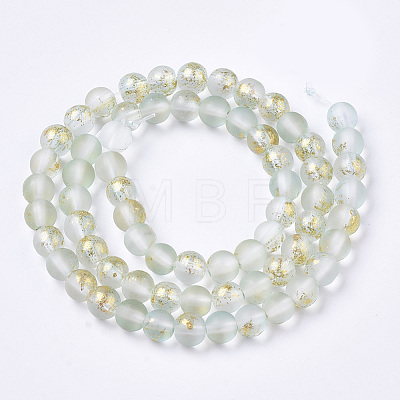Frosted Spray Painted Glass Beads Strands X-GLAA-N035-03B-C09-1