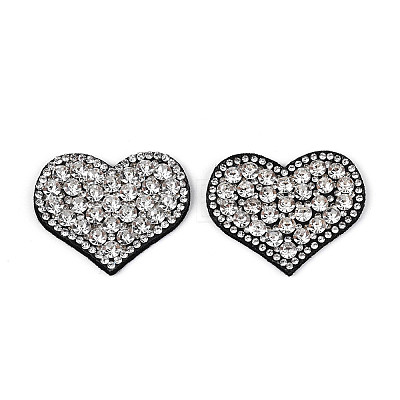 Heart Hotfix Glass Rhinestone with Cloth Patches PATC-T002-02M-1