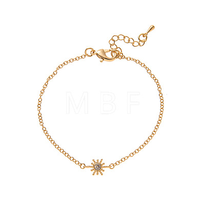 Brass Micro Pave Clear Cubic Zirconia Link Bracelets WGAB5A1-04-1