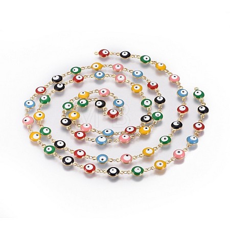 Handmade 304 Stainless Steel Enamel Chains CHS-P009-01G-01-1