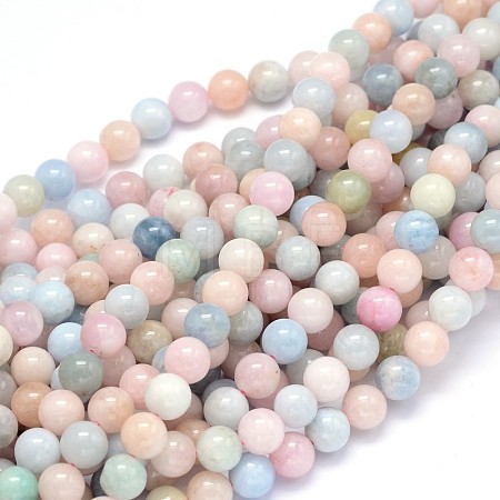 Round Natural Morganite Beads Strands G-F222-35-8mm-1