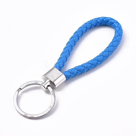 Braided PU Leather Keychain KEYC-WH0016-11C-1