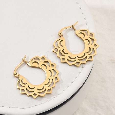 304 Stainless Steel Flower Stud Earrings for Women EJEW-Q009-03B-G-1