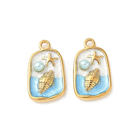 304 Stainless Steel Enamel Pendants STAS-I346-05G-06-1