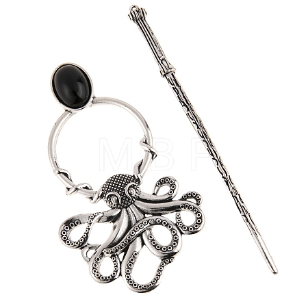 Tibetan Style Alloy Octopus Hair Sticks PW-WG3AEA5-02-1