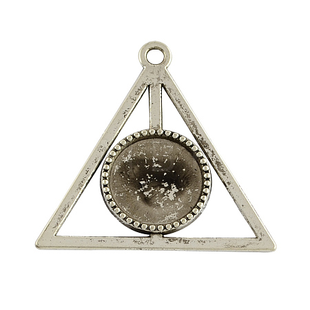 Tibetan Style Alloy Triangle Deathly Hallows Pendant Cabochon Settings X-TIBEP-322-AS-LF-1