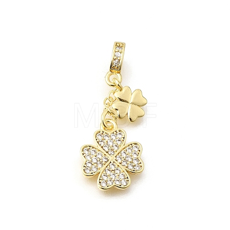 Brass Micro Pave Clear Cubic Zirconia Pendants KK-Z156-17G-1