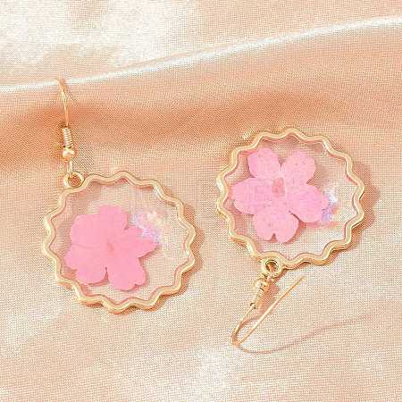 Alloy & Dried Flower Dangle Earrings AL-Z001-03G-1
