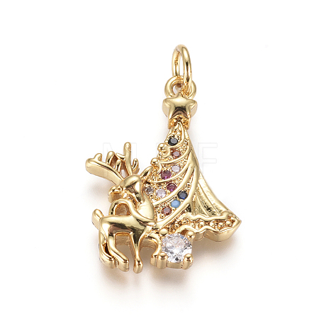 Brass Micro Pave Cubic Zirconia Pendants ZIRC-L085-15G-1