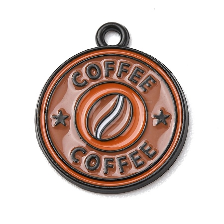 Coffee Alloy Enamel Pendants ENAM-I089-01B-01-1
