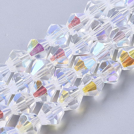 Electroplate Glass Beads Strands EGLA-Q118-8mm-C17-1