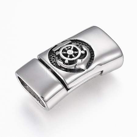 304 Stainless Steel Magnetic Clasps with Glue-in Ends X-STAS-F130-01AS-1