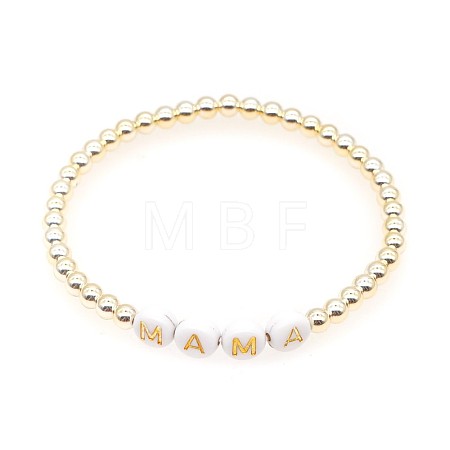 Mother's Day Brass Round Beads Strertch Bracelets SK3516-12-1