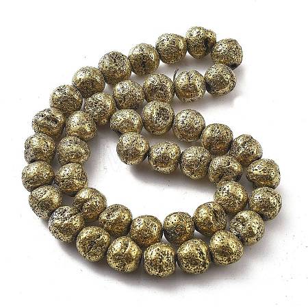 Electroplated Natural Lava Rock Beads Strands G-A251-D01-01D-1