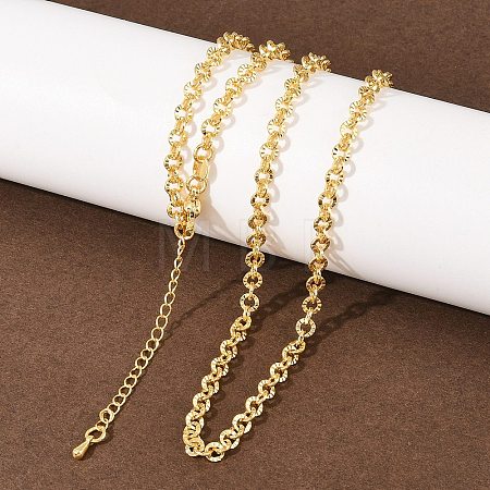 4MM Brass Textured Rolo Chain Necklaces for Men Women NJEW-L012-05G-1