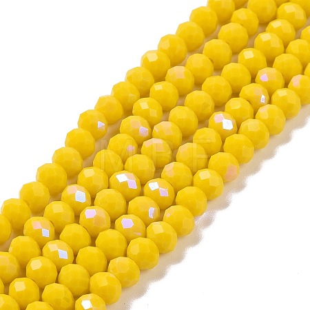 Electroplate Opaque Solid Color Glass Beads Strands EGLA-A034-P1mm-L02-1