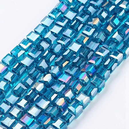 Electroplate Glass Beads Strands X-EGLA-R030-6x6mm-14-1