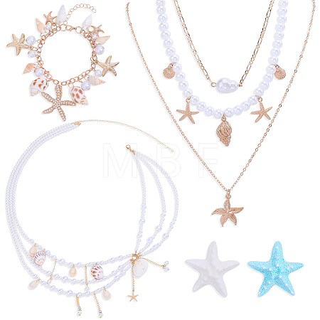 5Pcs Chain Belt & Necklaces & Braelets & Resin Alligator Hair Clips Sets SJEW-ME00003-1