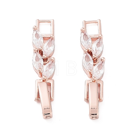 Brass Fold Over Clasps ZIRC-WH0009-02RG-1