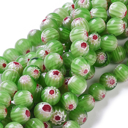 Round Millefiori Glass Beads Strands LK-P002-12-1