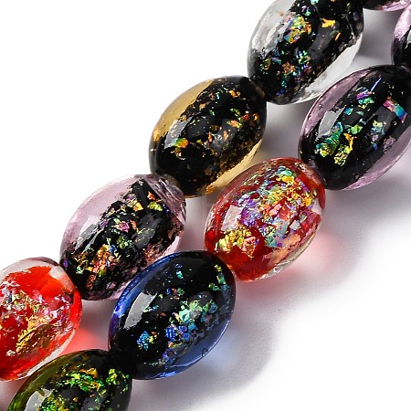 Handmade Dichroic Foil Glass Beads Strands DICH-U001-12J-1