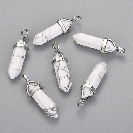 Natural Howlite Double Terminated Pointed Pendants X-G-F295-04F-1