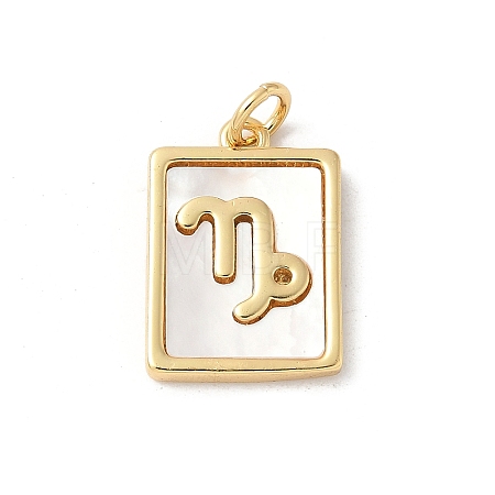 Brass Pave Natural White Shell Pendants KK-S522-09G-H-1