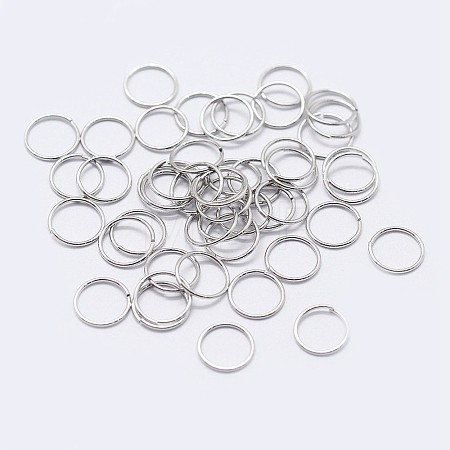 Anti-Tarnish Rhodium Plated 925 Sterling Silver Open Jump Rings STER-F036-02P-0.8x6mm-1