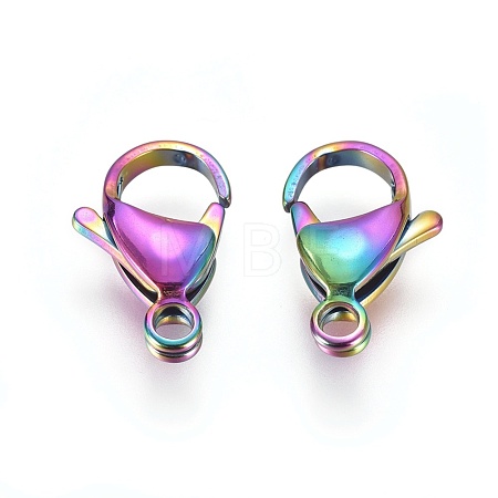 Ion Plating(IP) 304 Stainless Steel Lobster Claw Clasps STAS-E475-02B-1