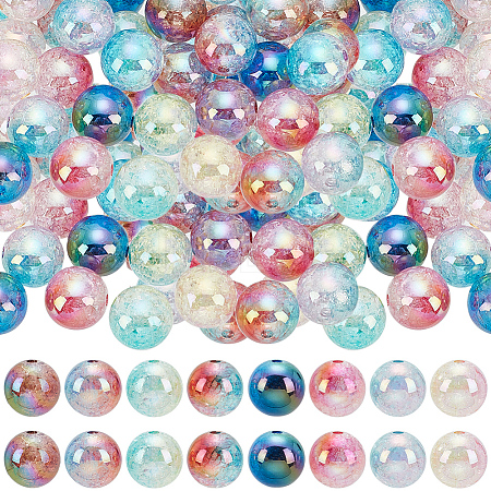 50Pcs UV Plating Iridescent Transparent Crackle Acrylic Beads MACR-SP0001-05-1