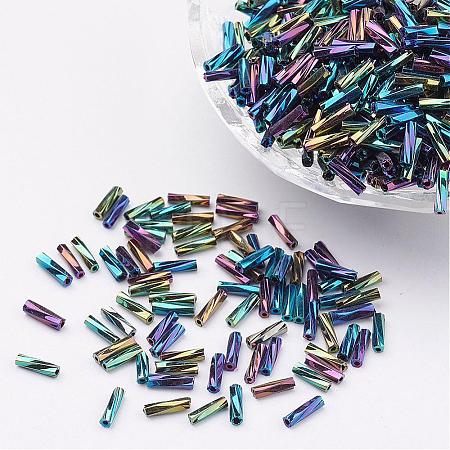 Glass Twisted Bugle Beads SEED-E002-6mm-809#-1