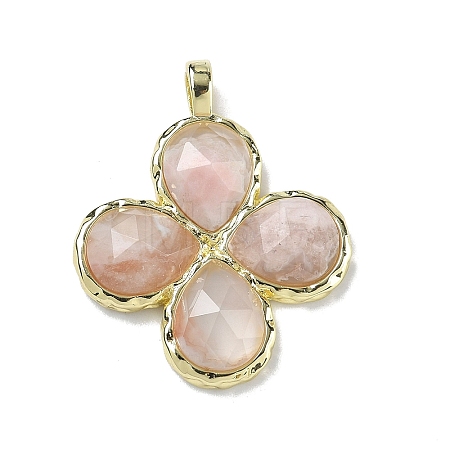 Natural Cherry Blossom Agate Faceted Pendants G-A308-01G-15-1