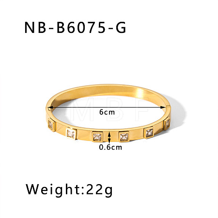 304 Stainless Steel Pave Cubic Zirconia Bangles FS-WG09E60-08-1