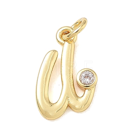 Brass Micro Pave Clear Cubic Zirconia Charms KK-D289-66G-U-1
