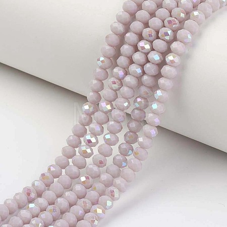Electroplate Opaque Solid Color Glass Beads Strands EGLA-A034-P8mm-L08-1