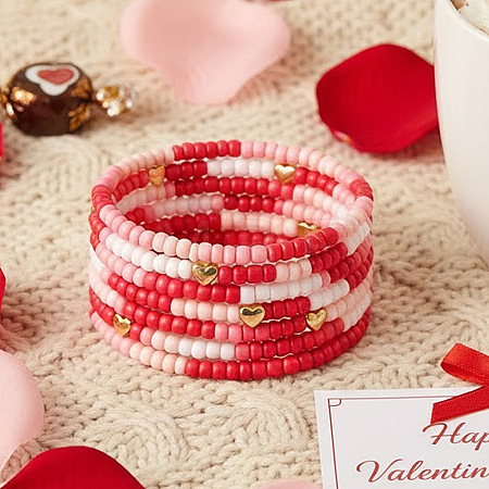 6Pcs 3 Styles Glass Seed Beads Stretch Bracelets Set CC4522-1-1