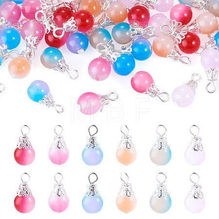 60Pcs 6 Colors Glass Pendants PALLOY-TAC0301-1