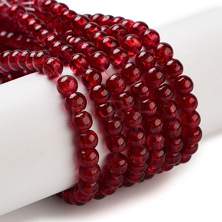 1 Strand Transparent Crackle Glass Round Beads Strands X-CCG-Q001-4mm-18-1