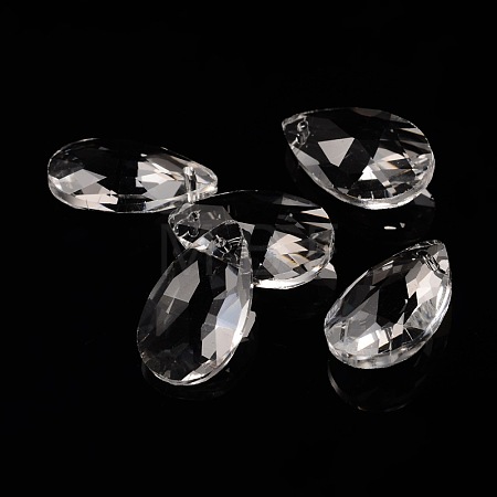 Faceted Teardrop Glass Pendants X-GLAA-O008-B01-1