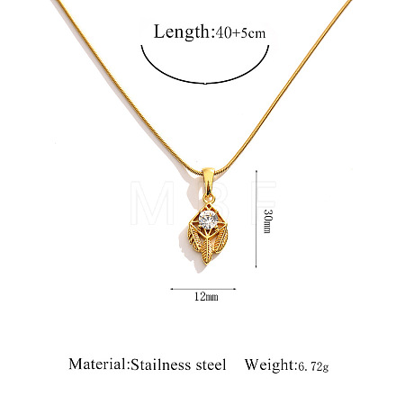 304 Stainless Steel Crystal Rhinestone Hollow Pendant Necklaces WG5EFC4-02-1