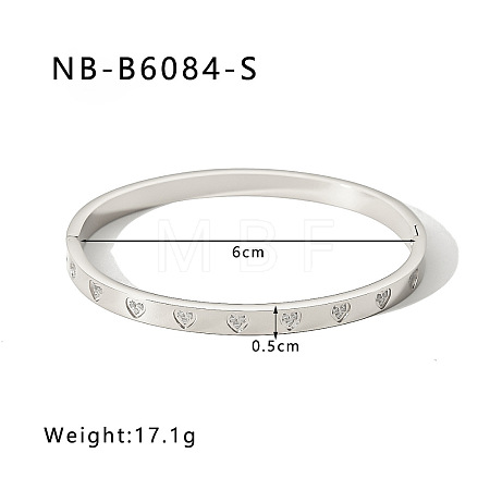 304 Stainless Steel Pave Cubic Zirconia Bangles FS-WG09E60-26-1