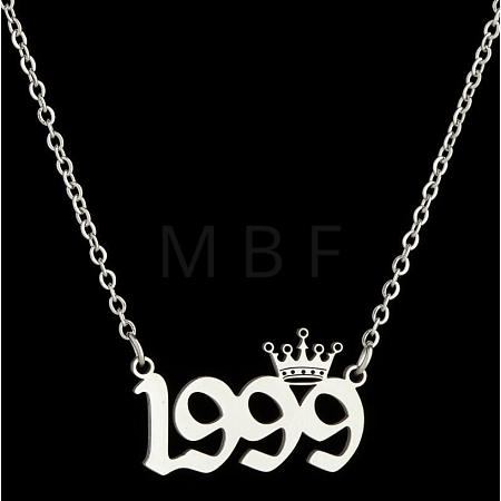 Crown Birth Year 201 Stainless Steel Pendant Necklaces for Women FS-WG4E8F2-60-1