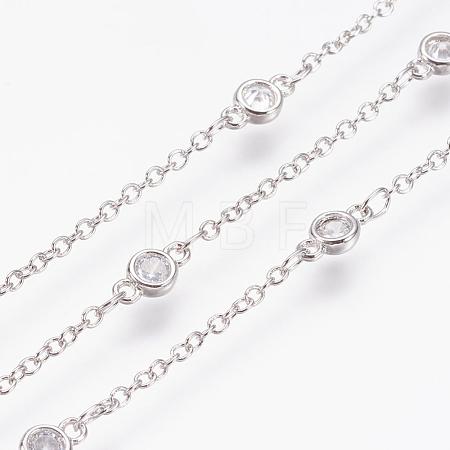 Handmade Brass Cubic Zirconia Chains CHC-P0005-04P-1