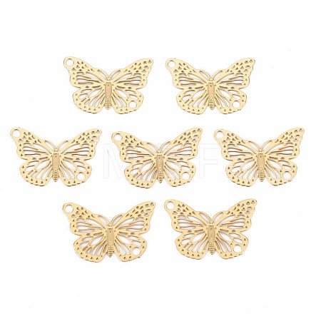Rack Plating 304 Stainless Steel Filigree Connerctor Charms STAS-T057-48G-1