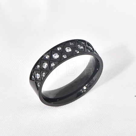 304 Stainless Steel with Clear Cubic Zirconia Finger Rings FS-WG2FC1C-03-1