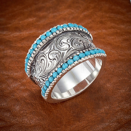 Retro Alloy & Turquoise Finger Rings FS-WG1E1DC-04-1
