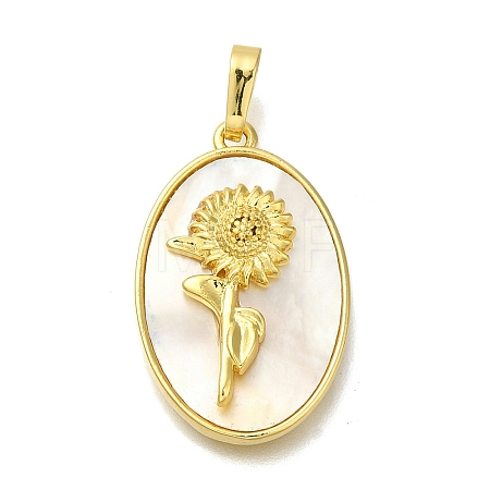 Brass Pave Shell Birth Flower Pendants FIND-I040-04L-1